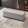 Upholstered Leather Storage Bench for Bedroom, Heavy-Duty Foam Ottoman, 42.9 cm High view 1