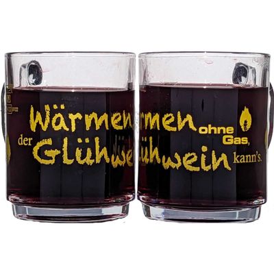 Glasveredlung Schmitz Mulled Wine Mug 27 cl, Heavy-Duty 320 g, Stackable, Tempered, 0.2 l Fill Mark, “Warming Without Gas” Decor, 504 Pieces