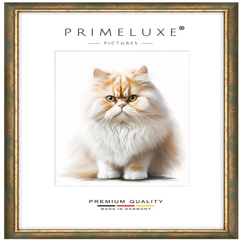 PrimeLuxe Solid Wood Picture Frame - Custom-Made 36 x 107 cm in Green/Gold | Size Selectable | Anti-Glare Acrylic Glass