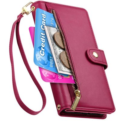 BAILI Zipper Wallet Case for Motorola Moto G84, 9 Card Slots