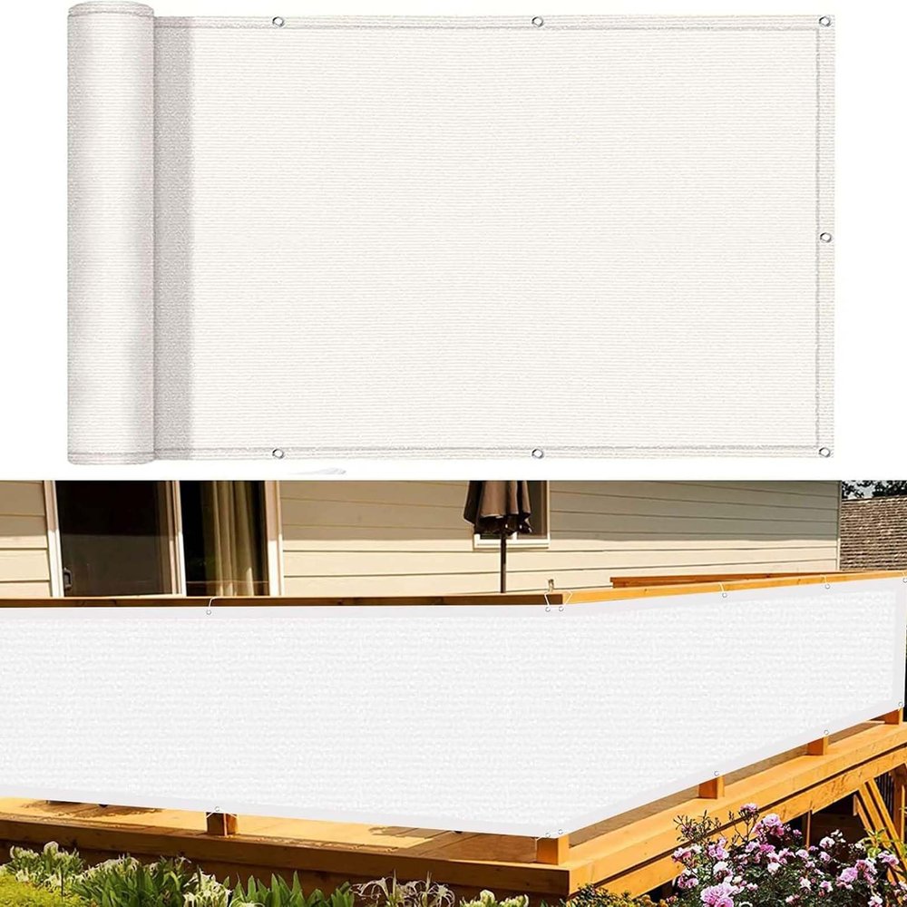 Amunpitic Balcony Privacy Screen 65 x 200 cm with Cable Ties, Wind and Dust Protection