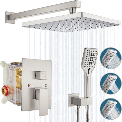Brushed Nickel 2-Way Wall-Mount Rain Shower System