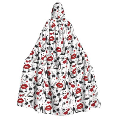 LIXLZH Hooded Cloak with Lips and High Heels for Adults