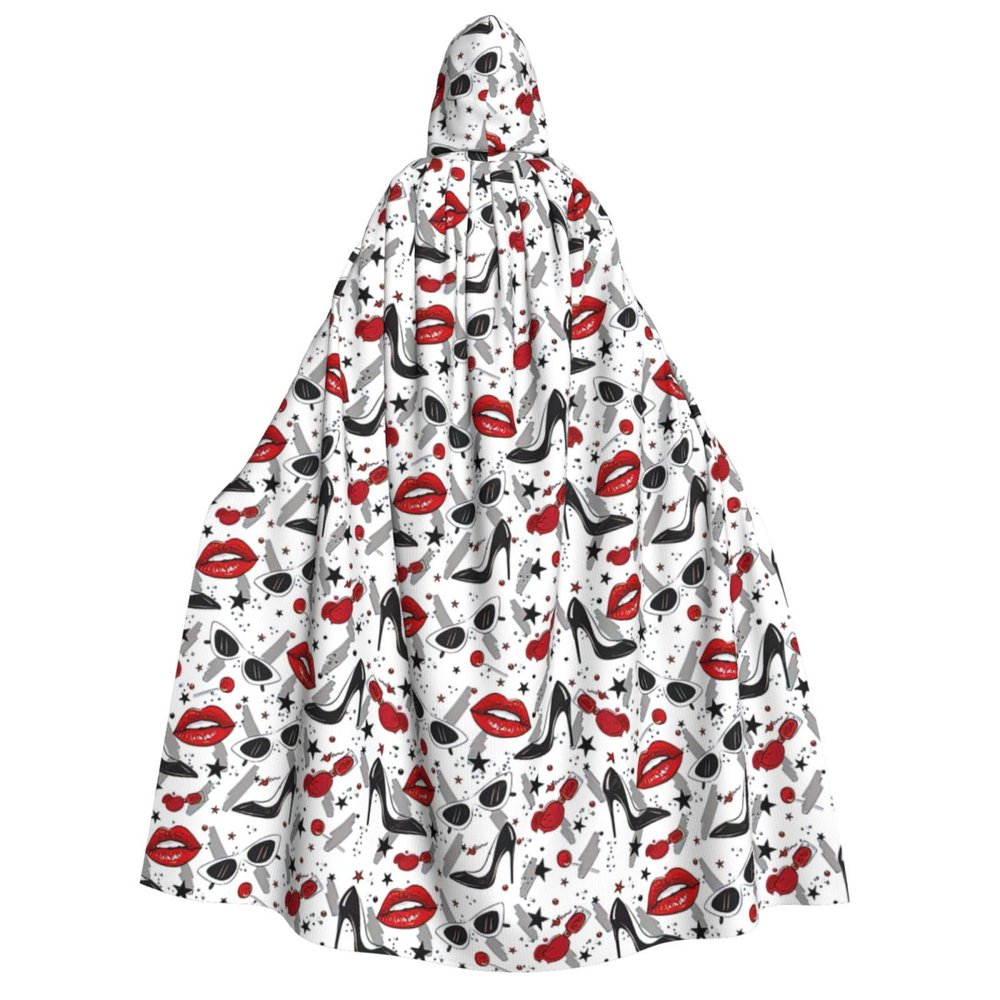LIXLZH Hooded Cloak with Lips and High Heels for Adults