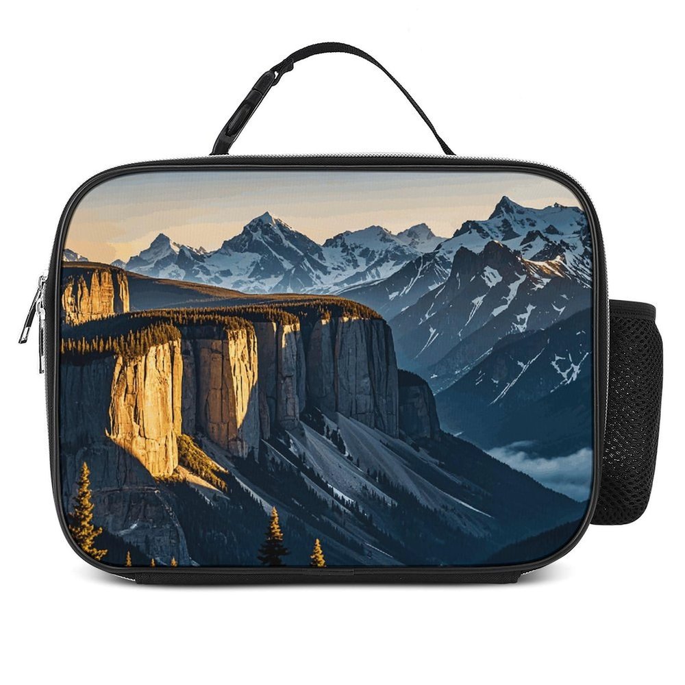 Lunch Bag for Women and Men, Canadian Smokey Mountain Cliff, Reusable Insulated Cooler Bag