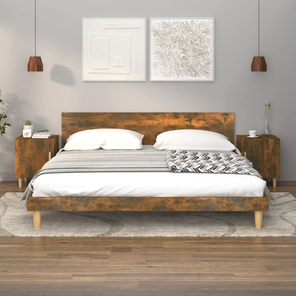 Buzaza 2-Piece Bedside Tables, Smoked Oak Engineered Wood - 817310