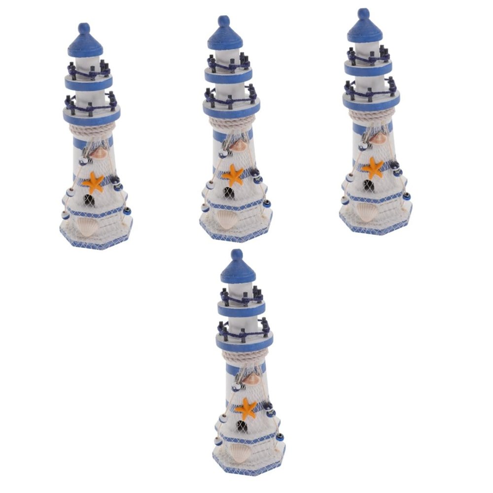 STOBAZA 4-Piece Mediterranean Lighthouse Decor Set