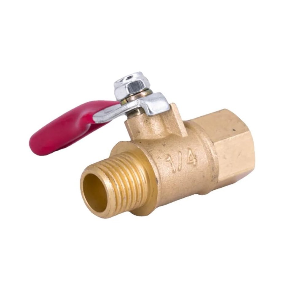 1/4 in. NPT Female/Male Brass Shut-Off Ball Valve for Water, Gas, Fuel, and Air, with Red Handle