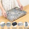 Large Rectangular Plastic Serving Tray with Handles, Boho Style view 2