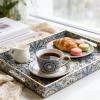 Large Rectangular Plastic Serving Tray with Handles, Boho Style view 3