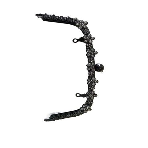 ZiYouao 22 cm Black Arch Kiss-Clasp Purse Frame with Flower and Diamond Details