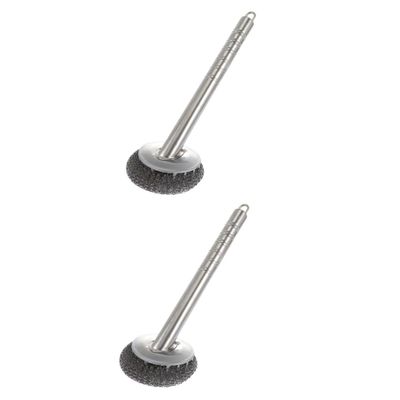 BCOATH 2-Piece Stainless Steel Pot Brushes with Long Handles