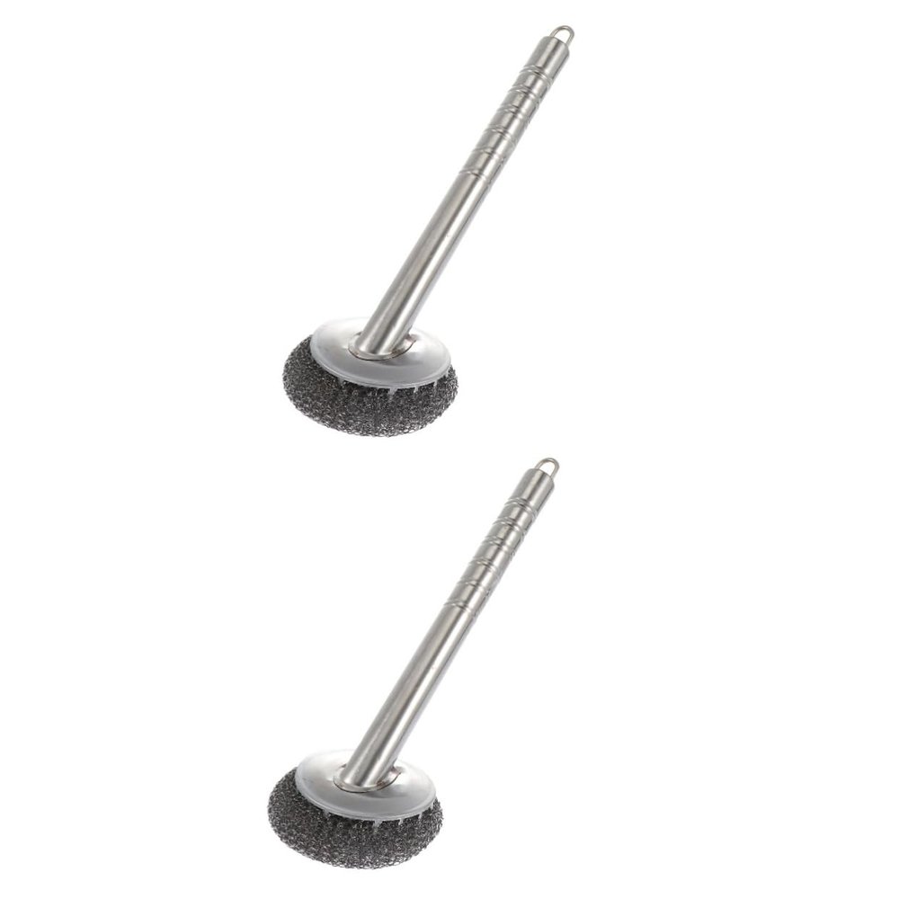 BCOATH 2-Piece Stainless Steel Pot Brushes with Long Handles