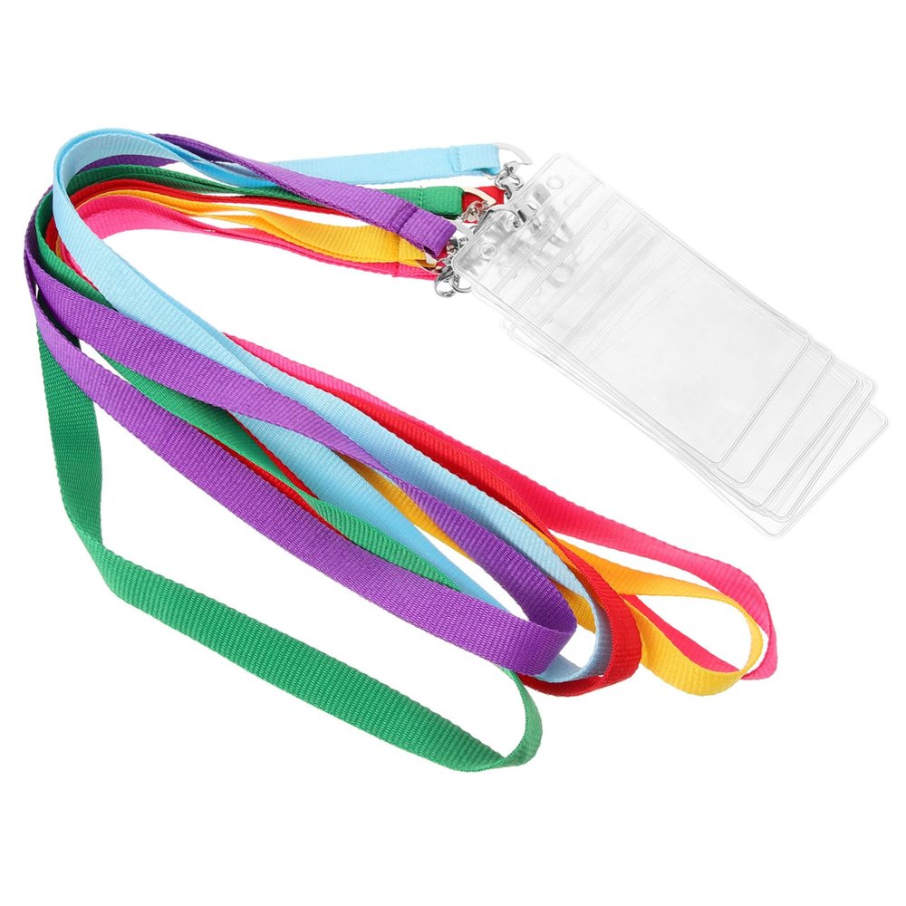 FUNOMOCYA 6-Piece Transparent ID Card Holder Set with Lanyards