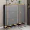 Ultrathin Shoe Cabinet, Narrow Entryway Shoe Rack with Drawer and 3 Adjustable Dividers, Gray, 120 x 24 x 118 cm view 1