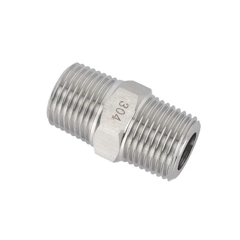 High-Pressure 304 Stainless Steel Hex Nipple Reducer Pipe Fitting, Male Metric M6/M8/M10/M12/M14–M20, 1/4"/3/8"/1/2"/3/4" NPT, CZAOINCU (M22 × 1.5 mm–M22 × 1.5 mm)