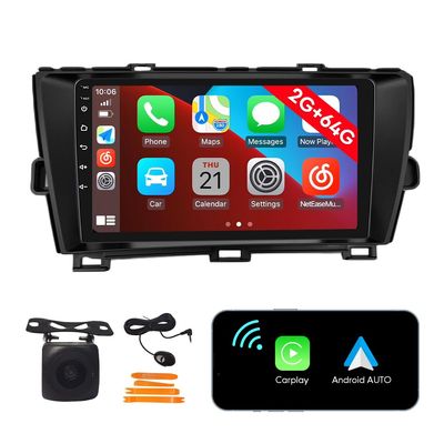 [2GB/64GB] Android Car Stereo with FM Radio, CarPlay, Android Auto, 9-Inch Touchscreen, Media Player and Backup Camera for Toyota Prius 2009-2014, Black, RHD