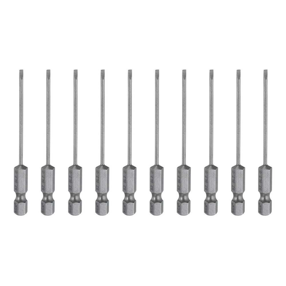 QUARKZMAN 10-Piece S2 Magnetic Slotted Screwdriver Bit Set, SL2.0 2 mm, 1/4-Inch Hex Shank