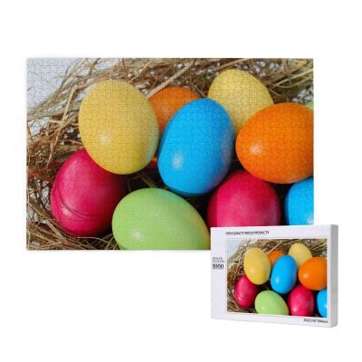 Modern Colorful Easter Egg, 1000-Piece Wooden Puzzle