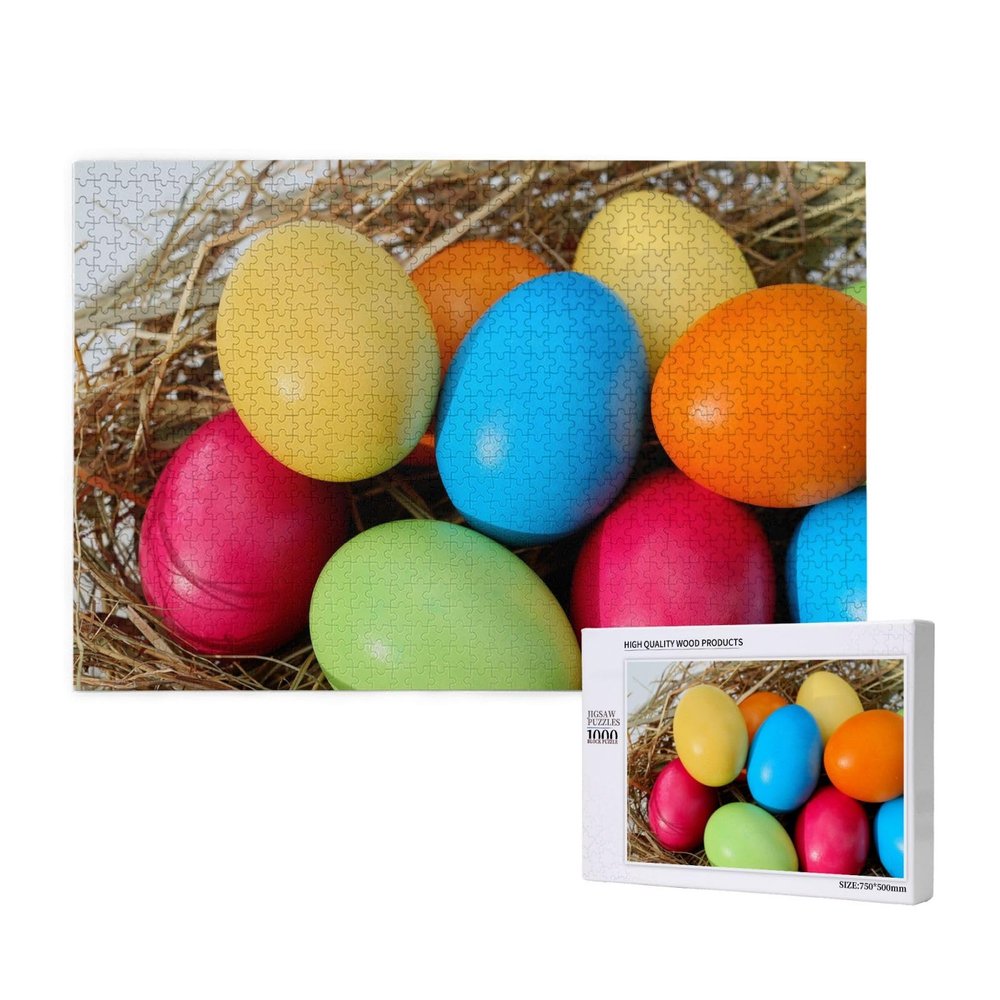 Modern Colorful Easter Egg, 1000-Piece Wooden Puzzle