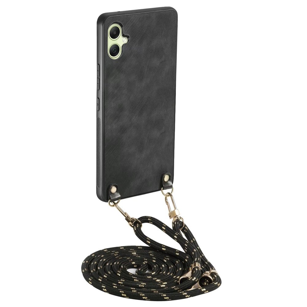 GoodcAcy Case Compatible with Samsung Galaxy A05, Black, with Detachable Strap