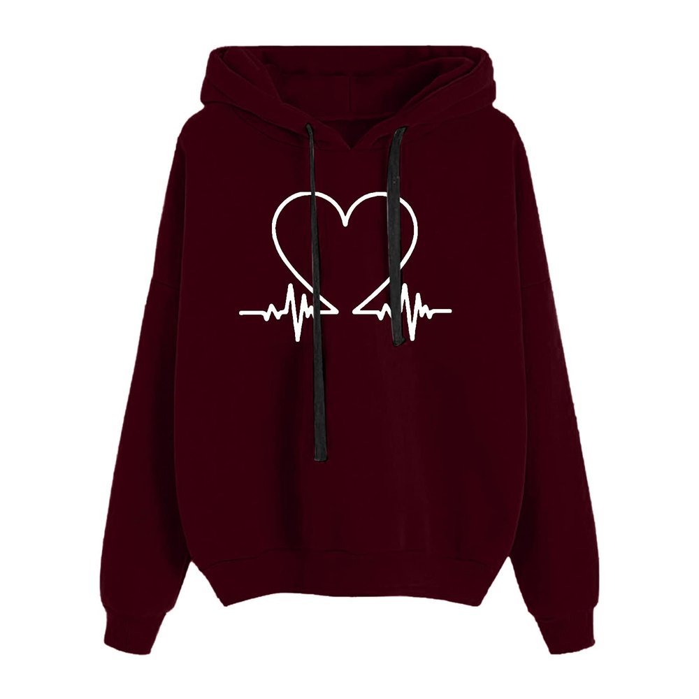 KBOPLEMQ Women's Oversized Hoodie Sweatshirt with Heart Print
