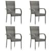 Stackable Garden Chairs, Set of 4, Gray Polyrattan view 1
