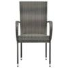 Stackable Garden Chairs, Set of 4, Gray Polyrattan view 3