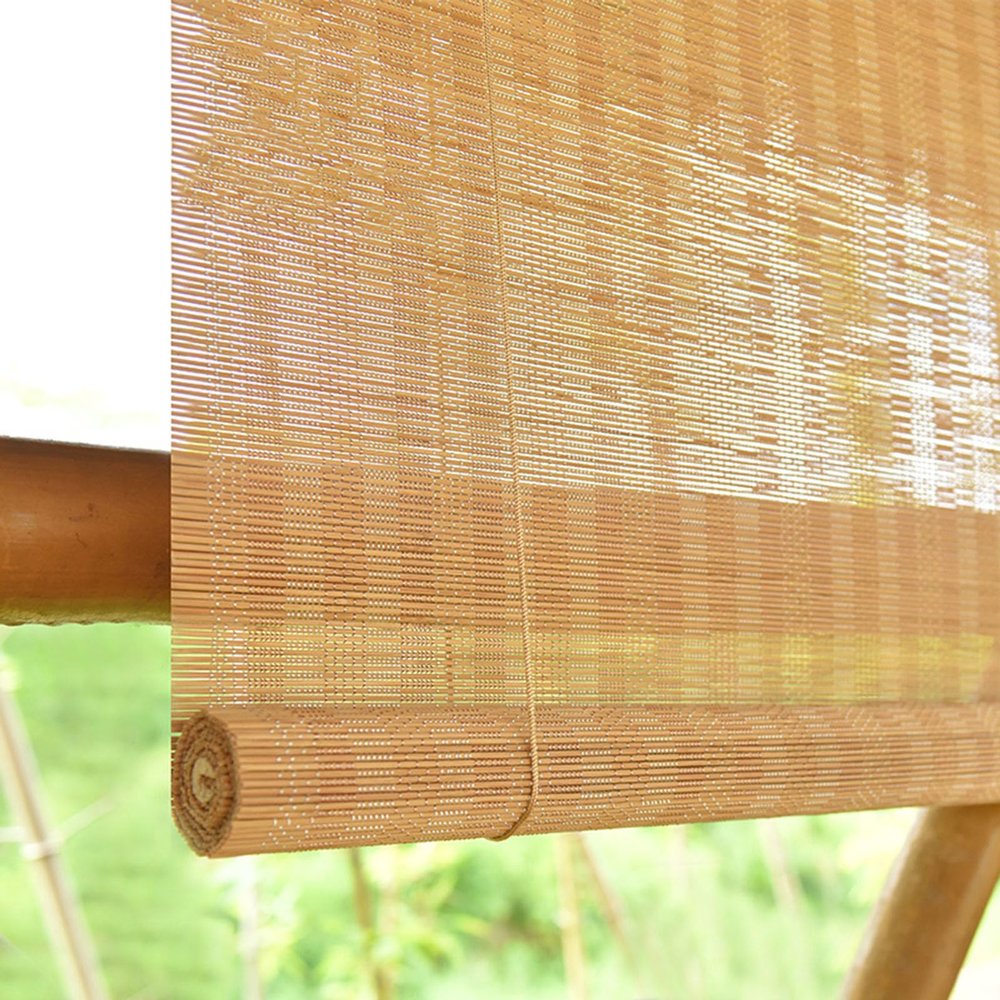 SGSKEIEY Natural Bamboo Roller Blind, Retro Sun Shade for Doors and Windows, 95 × 90 cm (38 × 36 in)