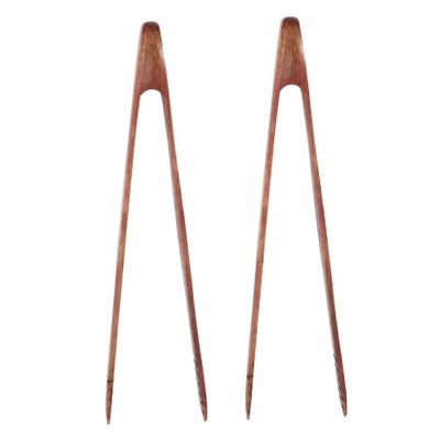 Amosfun 6-Piece Wooden Serving Tongs Set