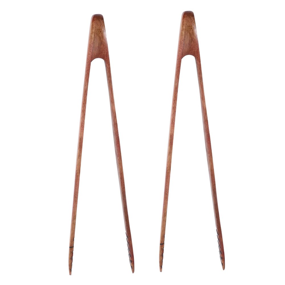 Amosfun 6-Piece Wooden Serving Tongs Set