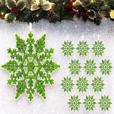 Glitter Snowflake Hanging Decoration (Lime Green)