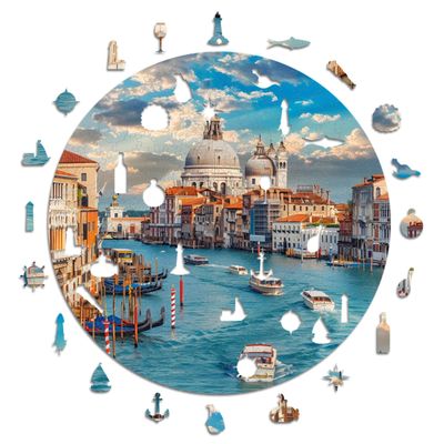 Iconic Puzzles Beautiful Venice, Italy, 100% Sustainable Wooden Puzzle, Large, 600 Pieces