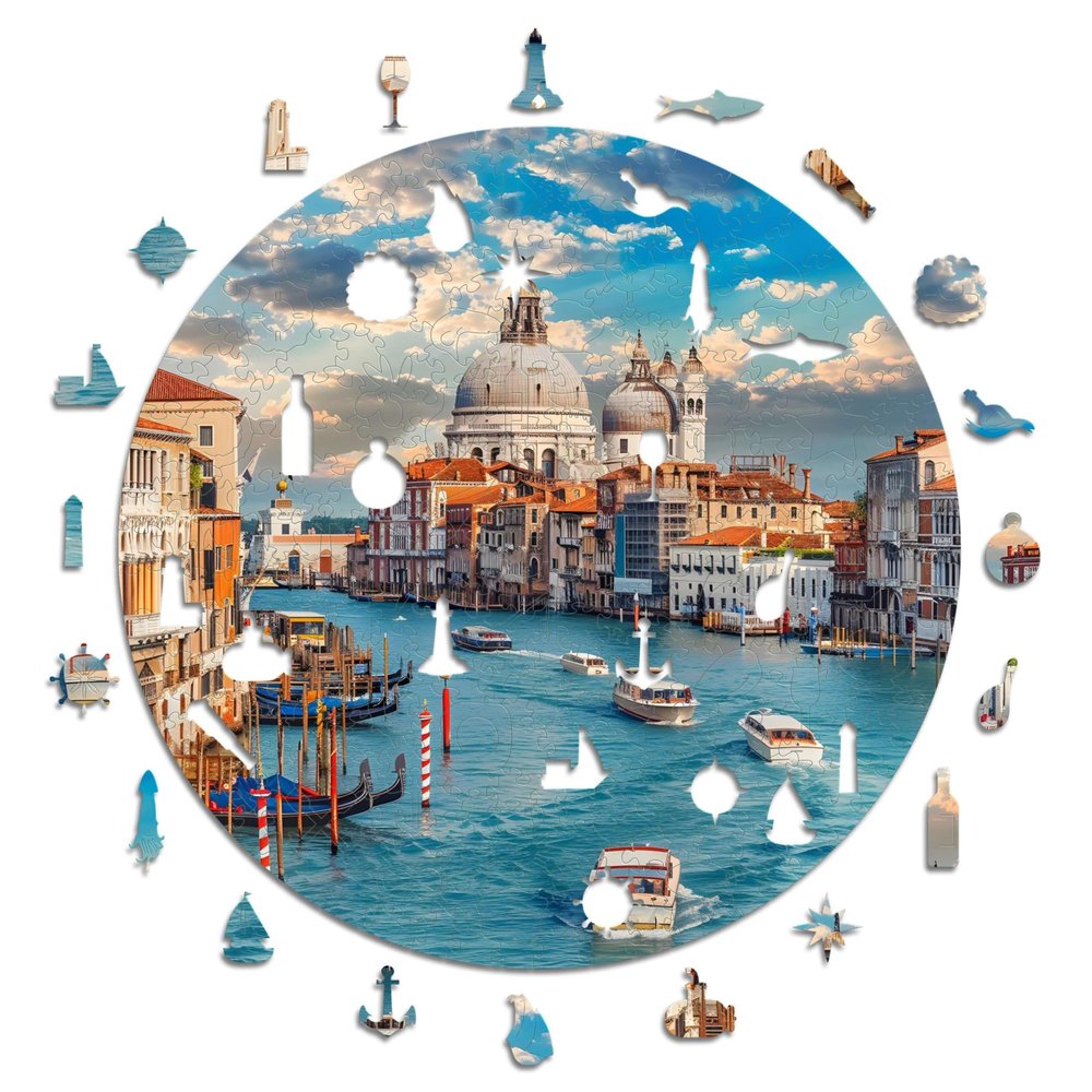 Iconic Puzzles Beautiful Venice, Italy, 100% Sustainable Wooden Puzzle, Large, 600 Pieces