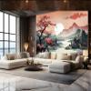 3D Red Plum Hill Water Photo Wallpaper, Non-Woven, 350 × 256 cm view 1