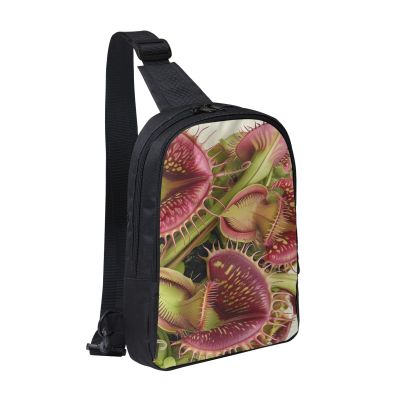 Carnivorous Plant Printed Chest Bag Sling Bag for Men and Women, Waterproof Crossbody Backpack for Running, Hiking, Cycling and Travel, Black, One Size, Casual Daypack