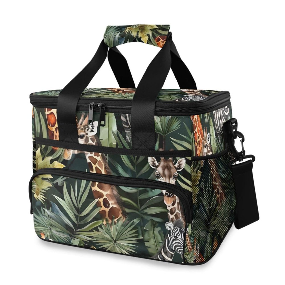 African Giraffe Tropical Leaves Insulated Cooler Bag, 15 L