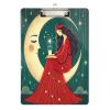 Clipboards for Women Sitting on the Moon, Acrylic Clipboard for Medical Assistants, A4/Letter Size, 12.5 x 9 in, Silver Clip view 1