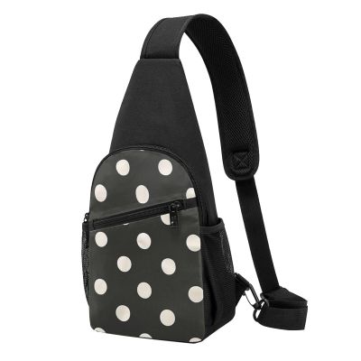 Black and White Polka Dot Chest Sling Bag, One Size