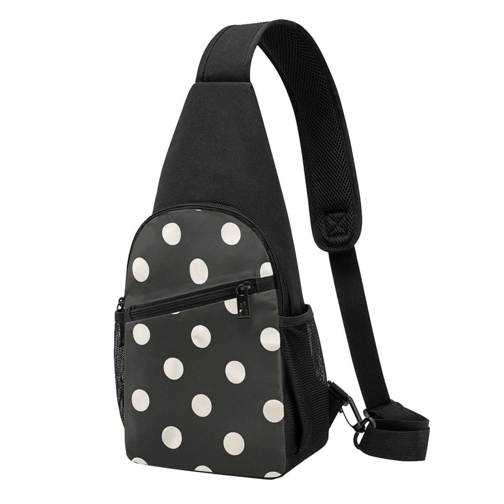 Black and White Polka Dot Chest Sling Bag, One Size