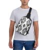 Black and White Leaf-Print Chest Bag for Men and Women view 2