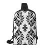 Black and White Leaf-Print Chest Bag for Men and Women view 3