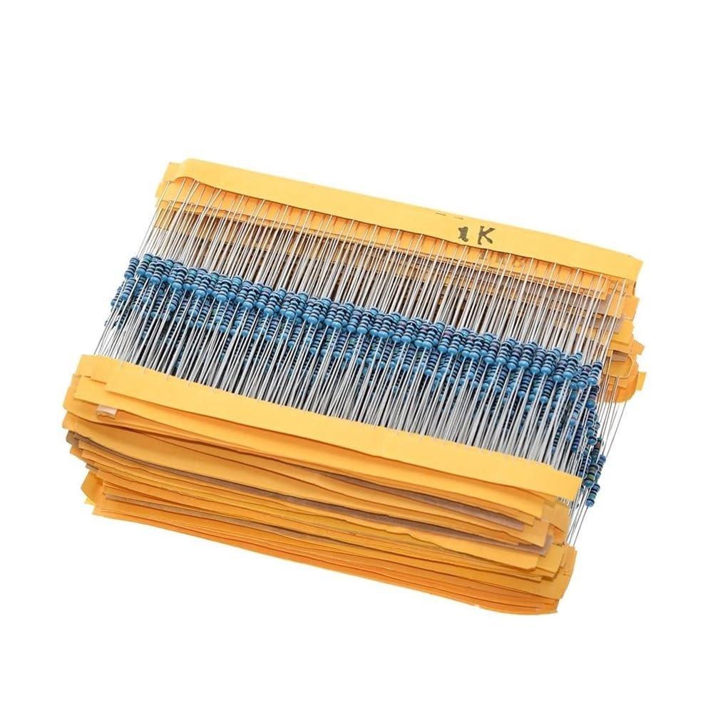 100-Piece 1/4W 1% Metal Film Resistor Assortment, 1Ω–22MΩ, CZAOINCU (1.5K)