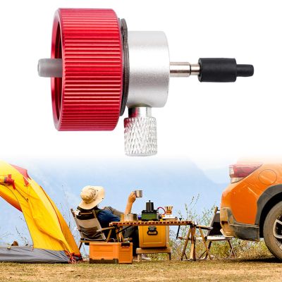 Red Vertical-Stripe Propane Tank Adapter with Leak-Proof Silicone-Oil Port