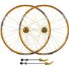 26-Inch Road Bike Wheelset, Disc Brake, Quick Release, Double-Wall Alloy Rims, 7–10-Speed, Gold view 1