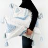 MANQILE 1-Piece Tufted Pillow Cover with Blue Geometric Pattern and Tassels view 2