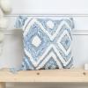 MANQILE 1-Piece Tufted Pillow Cover with Blue Geometric Pattern and Tassels view 3