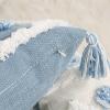 MANQILE 1-Piece Tufted Pillow Cover with Blue Geometric Pattern and Tassels view 4