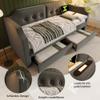 KUAKE Upholstered Bed 90 x 200 cm with USB-C, Reading Light and 2 Storage Drawers, Gray view 3
