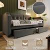 KUAKE Upholstered Bed 90 x 200 cm with USB-C, Reading Light and 2 Storage Drawers, Gray view 4